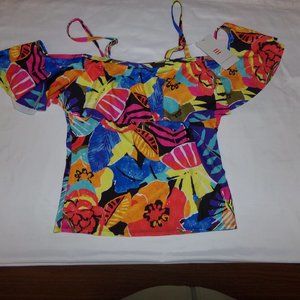 Selfiego Tankini Top Colorful Floral Top Swim New Size Medium